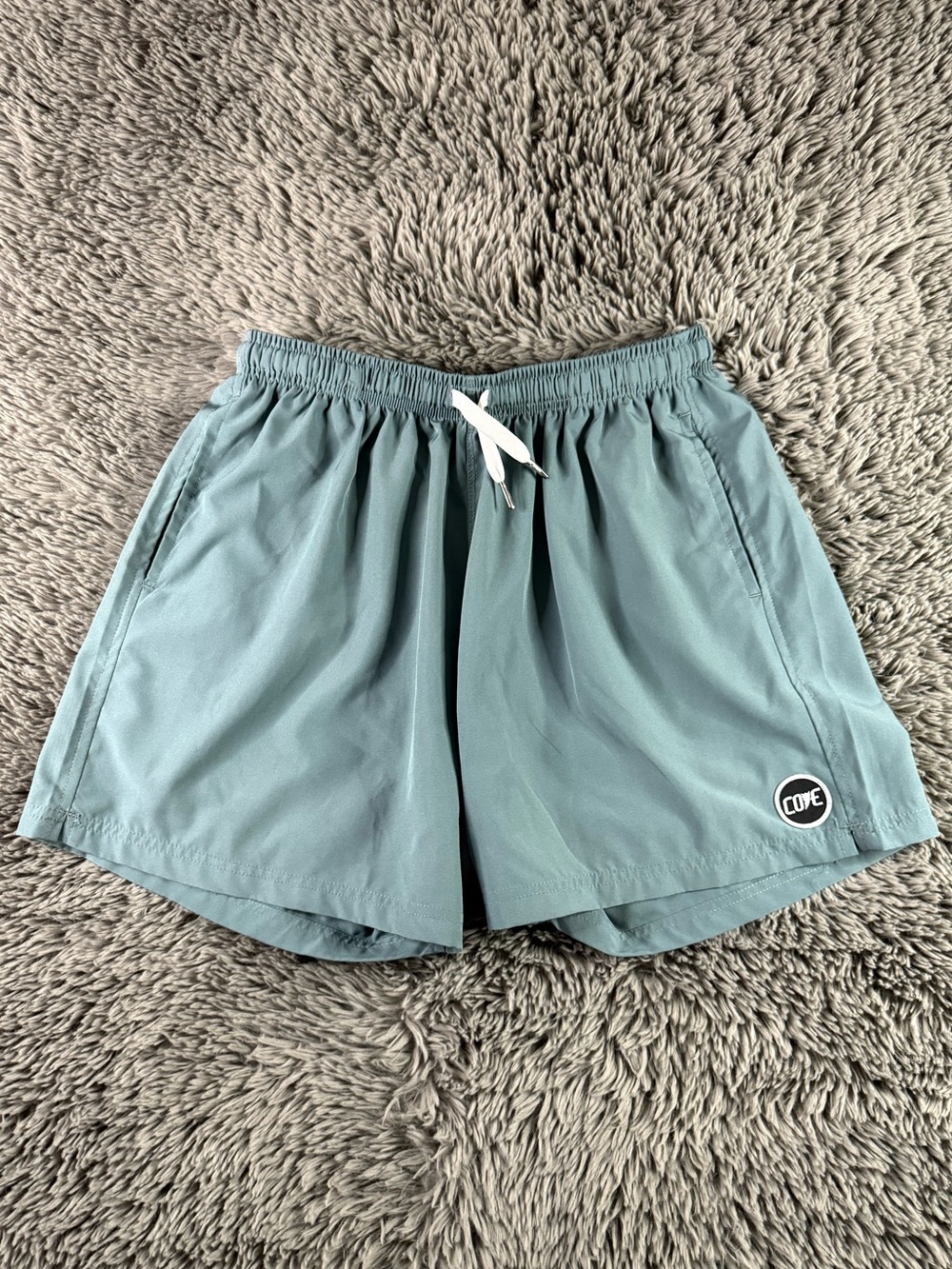 COVE Swim Trunks Size 34 Green Elastic Waist Drawstring Shorts Men’s
